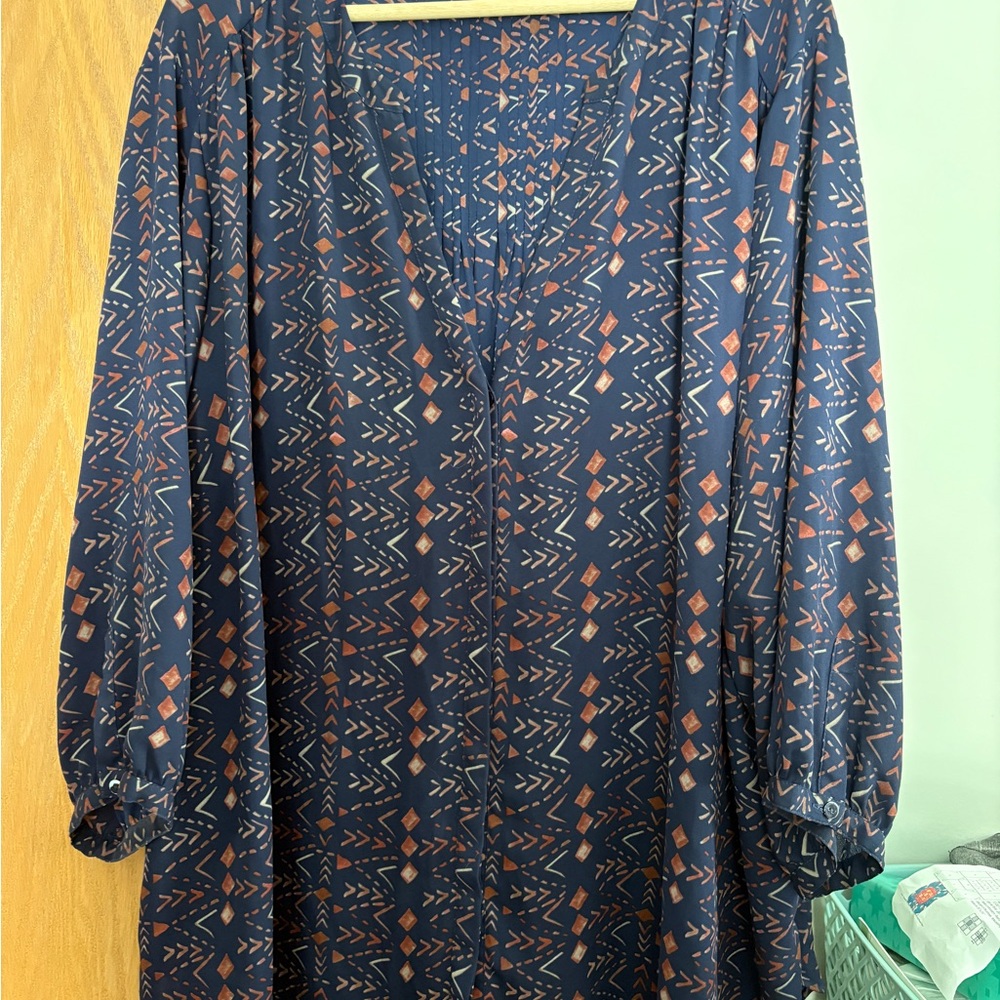 Navy Geometric Print NYDJ Top